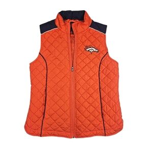 NFL BRONCOS Orange Sleeveless Quilted Vest Women's Size Medium